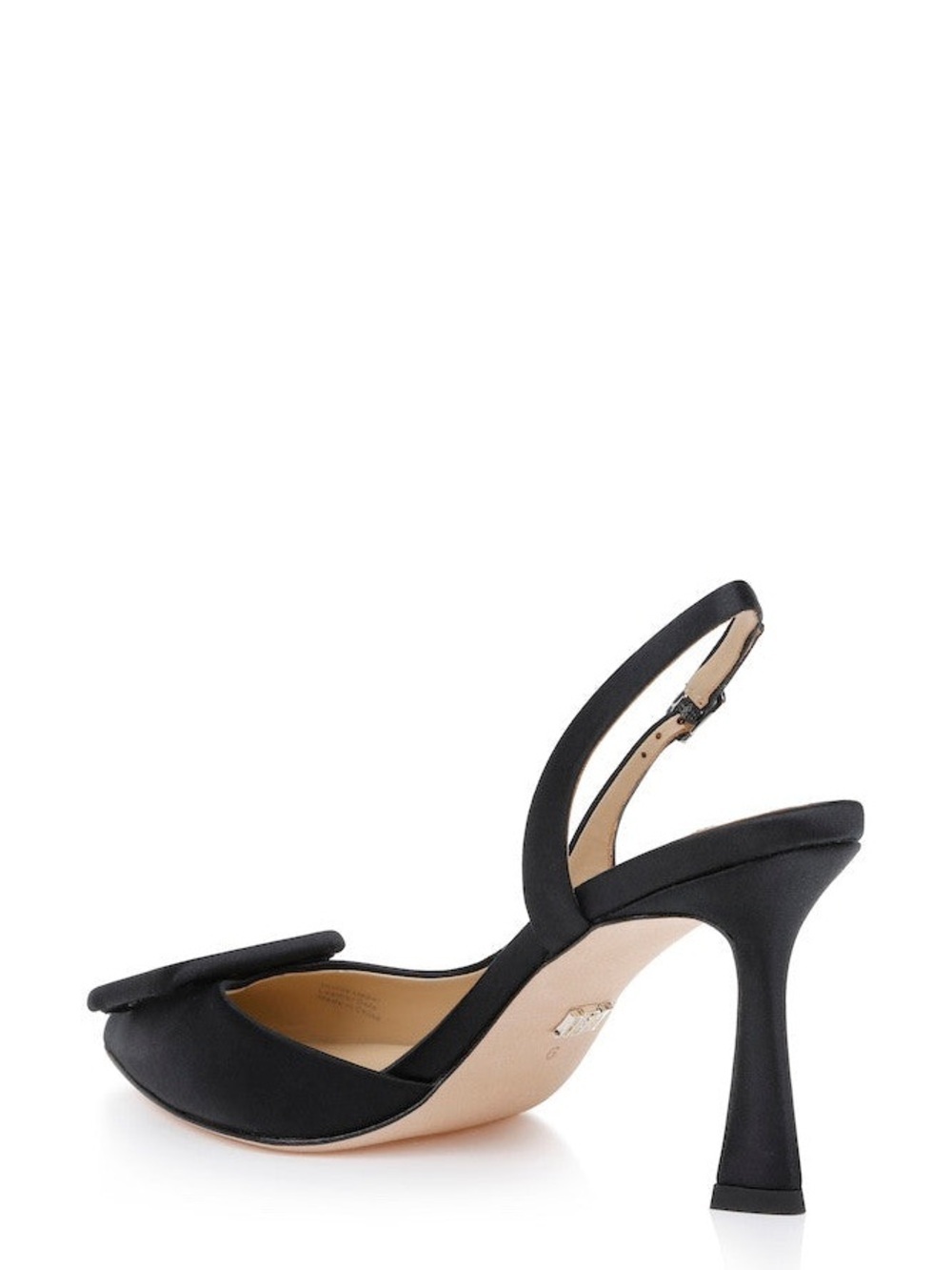Badgley Mischka Graciella Black Pointed-Toe Slingback Satin Pump - Picture 3 of 10